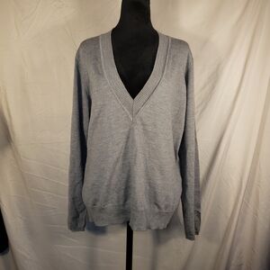 Talbots Women's Light Gray V-Neck Sweater - XL